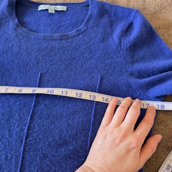 Antonio Melani 100% Cashmere Peplum Sweater Women’s Small Blue Long Sleeve Soft - Picture 6 of 12